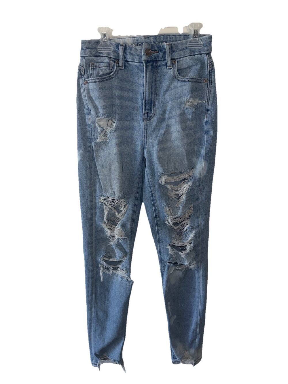 American Eagle Outfitters Women's Bleached Jeans Distressed Light Wash Size 000